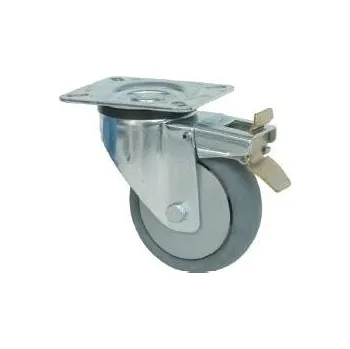 Pojezdové kolečko SPR 125/GRD Otočné kolo s šedou obručí a brzdou 7140054