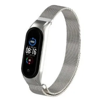 Řemínek na hodinky Milánský tah stříbrný pro Xiaomi Mi Band 5