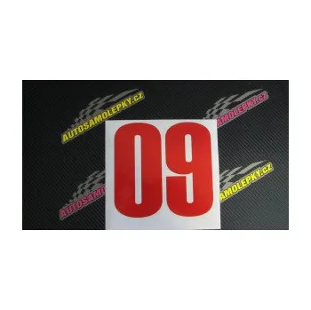 Samolepicí dekorace na vozidlo Startovní číslo 09 typ 2 (17 - šedá) SAMOLEPKA NA AUTO, NÁLEPKA, FÓLIE, POLEP, TUNING, VLASTNÍ TEXT, TISK, AUTOSAMOLEPKY.cz, POLEPY, OBRÁZEK, LOGO, 3D STICKERS