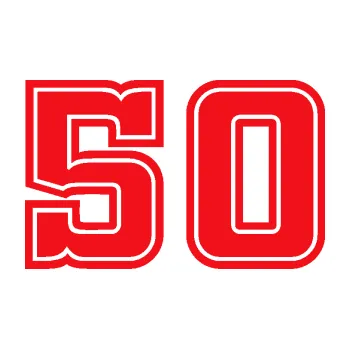 Polep vozidla SAMOLEPKA Startovní číslo 50 typ 5 (10 - červená) NA AUTO, NÁLEPKA, FÓLIE, POLEP, TUNING, VLASTNÍ TEXT, TISK, AUTOSAMOLEPKY.cz, POLEPY, OBRÁZEK, LOGO, SAMOLEPKY