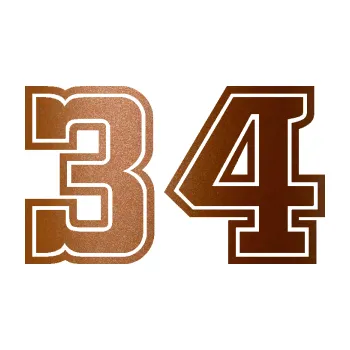 Polep vozidla Startovní číslo 34 typ 5 (44 - měděná metalíza) SAMOLEPKA NA AUTO, NÁLEPKA, FÓLIE, POLEP, TUNING, VLASTNÍ TEXT, TISK, AUTOSAMOLEPKY.cz, POLEPY, OBRÁZEK, LOGO, 3D STICKERS