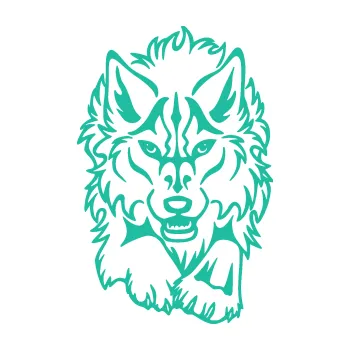 Polep vozidla Vlk 010 pravá běžící (25 - tyrkysová) SAMOLEPKA NA AUTO, NÁLEPKA, FÓLIE, POLEP, TUNING, VLASTNÍ TEXT, TISK, AUTOSAMOLEPKY.cz, POLEPY, OBRÁZEK, LOGO, 3D STICKERS