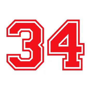 Polep vozidla SAMOLEPKA Startovní číslo 34 typ 4 (10 - červená) NA AUTO, NÁLEPKA, FÓLIE, POLEP, TUNING, VLASTNÍ TEXT, TISK, AUTOSAMOLEPKY.cz, POLEPY, OBRÁZEK, LOGO, SAMOLEPKY