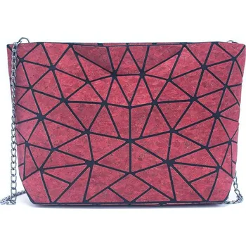 Korková kabelka přes rameno - Geometrické tvary, vínová