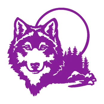 Polep vozidla Vlk 007 levá s krajinou (14 - fialová) SAMOLEPKA NA AUTO, NÁLEPKA, FÓLIE, POLEP, TUNING, VLASTNÍ TEXT, TISK, AUTOSAMOLEPKY.cz, POLEPY, OBRÁZEK, LOGO, 3D STICKERS