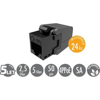 Síťový konektor MULTIPACK 24 ks - samořezný keystone Solarix CAT6 UTP SXKJ-6-UTP-BK-SA Component Level a 4PPoE
