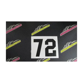 Polep vozidla Startovní číslo 72 (17 - šedá) SAMOLEPKA NA AUTO, NÁLEPKA, FÓLIE, POLEP, TUNING, VLASTNÍ TEXT, TISK, AUTOSAMOLEPKY.cz, POLEPY, OBRÁZEK, LOGO, 3D STICKERS