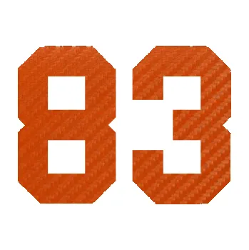 Polep vozidla SAMOLEPKA Startovní číslo 83 (54 - 3D karbon oranžový) NA AUTO, NÁLEPKA, FÓLIE, POLEP, TUNING, VLASTNÍ TEXT, TISK, AUTOSAMOLEPKY.cz, POLEPY, OBRÁZEK, LOGO, SAMOLEPKY