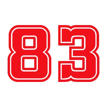Polep vozidla Startovní číslo 83 typ 5 (10 - červená) SAMOLEPKA NA AUTO, NÁLEPKA, FÓLIE, POLEP, TUNING, VLASTNÍ TEXT, TISK, AUTOSAMOLEPKY.cz, POLEPY, OBRÁZEK, LOGO, 3D STICKERS