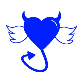 Samolepící dekorace Srdce anděl ďábel 002 levá (19 - modrá dynamic) SAMOLEPKA NA AUTO, NÁLEPKA, FÓLIE, POLEP, TUNING, VLASTNÍ TEXT, TISK, AUTOSAMOLEPKY.cz, POLEPY, OBRÁZEK, LOGO, 3D STICKERS