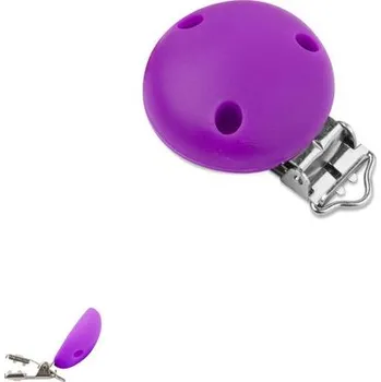 klip na dudlíky Silikonový klip na dudlík 34 mm s kovovou sponou Lavender