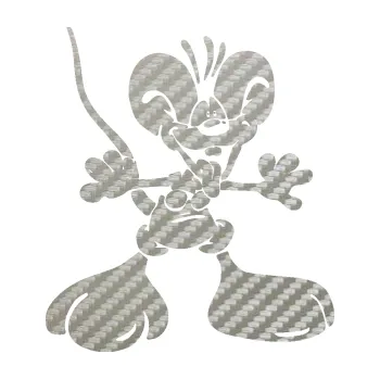 Samolepicí dekorace na vozidlo Veselý myšák pravá (52 - 3D karbon stříbrný) SAMOLEPKA NA AUTO, NÁLEPKA, FÓLIE, POLEP, TUNING, VLASTNÍ TEXT, TISK, AUTOSAMOLEPKY.cz, POLEPY, OBRÁZEK, LOGO, 3D STICKERS