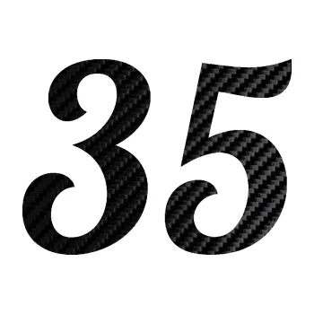 Polep vozidla Startovní číslo 35 typ 3 (50 - 3D karbon černý) SAMOLEPKA NA AUTO, NÁLEPKA, FÓLIE, POLEP, TUNING, VLASTNÍ TEXT, TISK, AUTOSAMOLEPKY.cz, POLEPY, OBRÁZEK, LOGO, 3D STICKERS