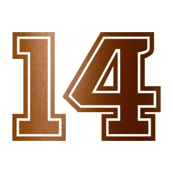 Polep vozidla Startovní číslo 14 typ 5 (44 - měděná metalíza) SAMOLEPKA NA AUTO, NÁLEPKA, FÓLIE, POLEP, TUNING, VLASTNÍ TEXT, TISK, AUTOSAMOLEPKY.cz, POLEPY, OBRÁZEK, LOGO, 3D STICKERS