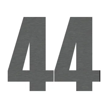 Samolepicí dekorace na vozidlo Startovní číslo 44 typ 2 (62 - škrábaný titan) SAMOLEPKA NA AUTO, NÁLEPKA, FÓLIE, POLEP, TUNING, VLASTNÍ TEXT, TISK, AUTOSAMOLEPKY.cz, POLEPY, OBRÁZEK, LOGO, 3D STICKERS