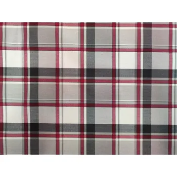Plátno bavlněné, káro - šedá, černá, červená, metráž, látky