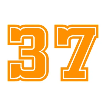 Polep vozidla Startovní číslo 37 typ 5 (06 - oranžová) SAMOLEPKA NA AUTO, NÁLEPKA, FÓLIE, POLEP, TUNING, VLASTNÍ TEXT, TISK, AUTOSAMOLEPKY.cz, POLEPY, OBRÁZEK, LOGO, 3D STICKERS