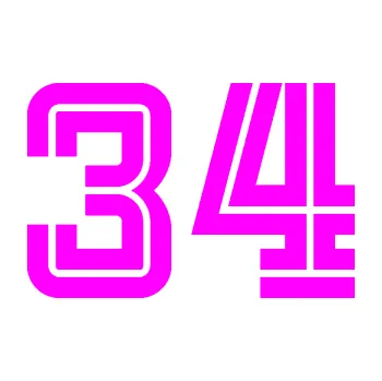 Polep vozidla Startovní číslo 34 typ 7 (72 - Fluorescentní růžová) SAMOLEPKA NA AUTO, NÁLEPKA, FÓLIE, POLEP, TUNING, VLASTNÍ TEXT, TISK, AUTOSAMOLEPKY.cz, POLEPY, OBRÁZEK, LOGO, 3D STICKERS
