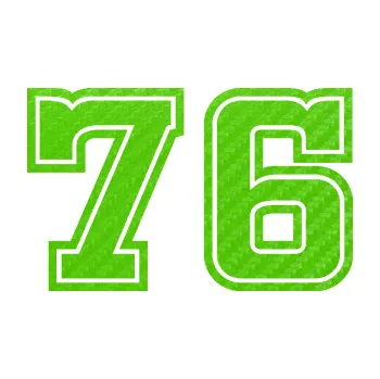 Polep vozidla Startovní číslo 76 typ 5 (58 - 3D karbon zelený kawasaki) SAMOLEPKA NA AUTO, NÁLEPKA, FÓLIE, POLEP, TUNING, VLASTNÍ TEXT, TISK, AUTOSAMOLEPKY.cz, POLEPY, OBRÁZEK, LOGO, 3D STICKERS