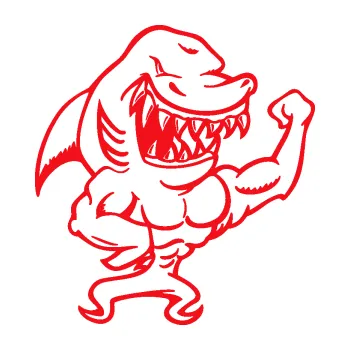 Samolepící dekorace SAMOLEPKA Žralok 016 pravá svalovec (10 - červená) NA AUTO, NÁLEPKA, FÓLIE, POLEP, TUNING, VLASTNÍ TEXT, TISK, AUTOSAMOLEPKY.cz, POLEPY, OBRÁZEK, LOGO, SAMOLEPKY