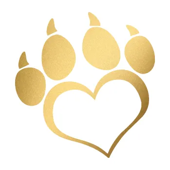 samolepka Tlapky love 005 levá (43 - zlatá metalíza) SAMOLEPKA NA AUTO, NÁLEPKA, FÓLIE, POLEP, TUNING, VLASTNÍ TEXT, TISK, AUTOSAMOLEPKY.cz, POLEPY, OBRÁZEK, LOGO, 3D STICKERS