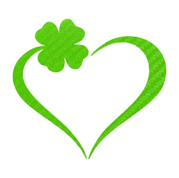 Samolepící dekorace SAMOLEPKA Srdíčko 020 levá se čtyřlístkem (58 - 3D karbon zelený kawasaki) NA AUTO, NÁLEPKA, FÓLIE, POLEP, TUNING, VLASTNÍ TEXT, TISK, AUTOSAMOLEPKY.cz, POLEPY, OBRÁZEK, LOGO, SAMOLEPKY