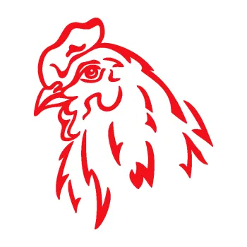 Samolepící dekorace SAMOLEPKA Slepička 004 levá (10 - červená) NA AUTO, NÁLEPKA, FÓLIE, POLEP, TUNING, VLASTNÍ TEXT, TISK, AUTOSAMOLEPKY.cz, POLEPY, OBRÁZEK, LOGO, SAMOLEPKY