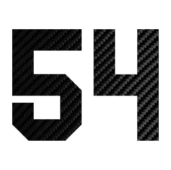 Polep vozidla Startovní číslo 54 (50 - 3D karbon černý) SAMOLEPKA NA AUTO, NÁLEPKA, FÓLIE, POLEP, TUNING, VLASTNÍ TEXT, TISK, AUTOSAMOLEPKY.cz, POLEPY, OBRÁZEK, LOGO, 3D STICKERS