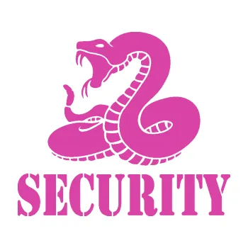 Samolepicí dekorace na vozidlo Security hlídáno - levá had (16 - růžová) SAMOLEPKA NA AUTO, NÁLEPKA, FÓLIE, POLEP, TUNING, VLASTNÍ TEXT, TISK, AUTOSAMOLEPKY.cz, POLEPY, OBRÁZEK, LOGO, 3D STICKERS