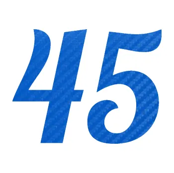 Polep vozidla Startovní číslo 45 typ 3 (57 - 3D karbon modrý) SAMOLEPKA NA AUTO, NÁLEPKA, FÓLIE, POLEP, TUNING, VLASTNÍ TEXT, TISK, AUTOSAMOLEPKY.cz, POLEPY, OBRÁZEK, LOGO, 3D STICKERS