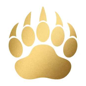 samolepka Tlapa medvěda 001 (43 - zlatá metalíza) SAMOLEPKA NA AUTO, NÁLEPKA, FÓLIE, POLEP, TUNING, VLASTNÍ TEXT, TISK, AUTOSAMOLEPKY.cz, POLEPY, OBRÁZEK, LOGO, 3D STICKERS