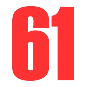 Samolepicí dekorace na vozidlo Startovní číslo 61 typ 2 (02 - světle červená) SAMOLEPKA NA AUTO, NÁLEPKA, FÓLIE, POLEP, TUNING, VLASTNÍ TEXT, TISK, AUTOSAMOLEPKY.cz, POLEPY, OBRÁZEK, LOGO, 3D STICKERS