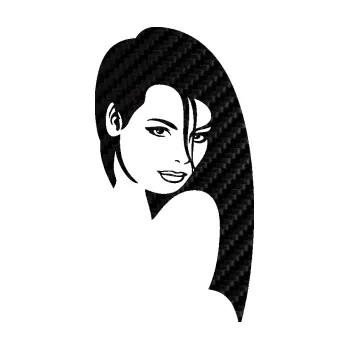 Samolepící dekorace SAMOLEPKA Žena tvář 002 pravá (50 - 3D karbon černý) NA AUTO, NÁLEPKA, FÓLIE, POLEP, TUNING, VLASTNÍ TEXT, TISK, AUTOSAMOLEPKY.cz, POLEPY, OBRÁZEK, LOGO, SAMOLEPKY