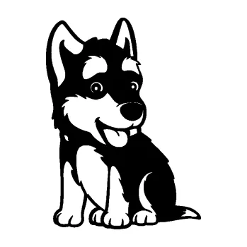 samolepka Pes 195 levá Husky štěňátko (01 - černá) SAMOLEPKA NA AUTO, NÁLEPKA, FÓLIE, POLEP, TUNING, VLASTNÍ TEXT, TISK, AUTOSAMOLEPKY.cz, POLEPY, OBRÁZEK, LOGO, 3D STICKERS