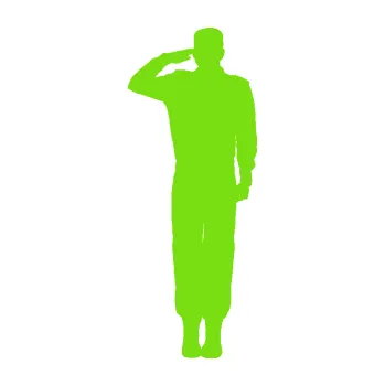 Samolepící dekorace Voják 012 levá salutuje (04 - zelená kawasaki) SAMOLEPKA NA AUTO, NÁLEPKA, FÓLIE, POLEP, TUNING, VLASTNÍ TEXT, TISK, AUTOSAMOLEPKY.cz, POLEPY, OBRÁZEK, LOGO, 3D STICKERS