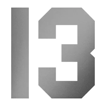 Polep vozidla Startovní číslo 13 (42 - stříbrná metalíza) SAMOLEPKA NA AUTO, NÁLEPKA, FÓLIE, POLEP, TUNING, VLASTNÍ TEXT, TISK, AUTOSAMOLEPKY.cz, POLEPY, OBRÁZEK, LOGO, 3D STICKERS