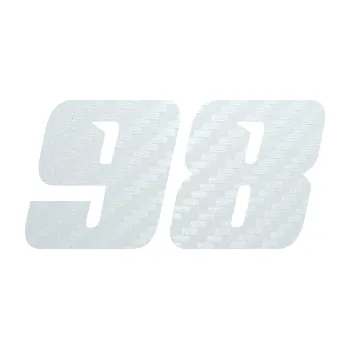 Polep vozidla SAMOLEPKA Startovní číslo 98 typ 6 (51 - 3D karbon bílý) NA AUTO, NÁLEPKA, FÓLIE, POLEP, TUNING, VLASTNÍ TEXT, TISK, AUTOSAMOLEPKY.cz, POLEPY, OBRÁZEK, LOGO, SAMOLEPKY