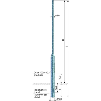 Venkovní osvětlení KOOPERATIVA Stožár KL 6-133/60 ŽZ sadový bezpaticový