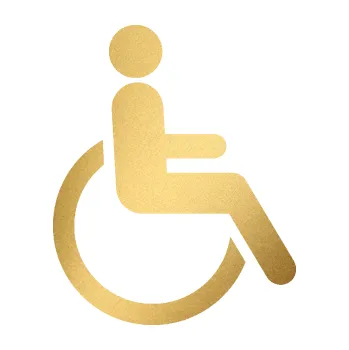 samolepka Vozíčkář 002 invalida - pravá (43 - zlatá metalíza) SAMOLEPKA NA AUTO, NÁLEPKA, FÓLIE, POLEP, TUNING, VLASTNÍ TEXT, TISK, AUTOSAMOLEPKY.cz, POLEPY, OBRÁZEK, LOGO, 3D STICKERS