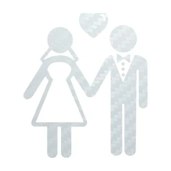 Samolepící dekorace SAMOLEPKA Svatba 001 pravá (51 - 3D karbon bílý) NA AUTO, NÁLEPKA, FÓLIE, POLEP, TUNING, VLASTNÍ TEXT, TISK, AUTOSAMOLEPKY.cz, POLEPY, OBRÁZEK, LOGO, SAMOLEPKY