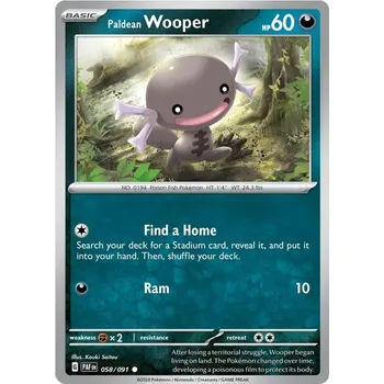 Karetní hra Paldean Wooper 058/091- Paldean Fates Typ karty: Reverse Holo