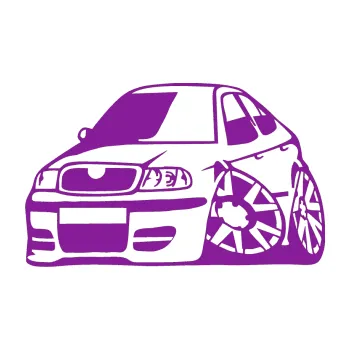 Polep vozidla SAMOLEPKA Škoda Octavia karikatura levá (14 - fialová) NA AUTO, NÁLEPKA, FÓLIE, POLEP, TUNING, VLASTNÍ TEXT, TISK, AUTOSAMOLEPKY.cz, POLEPY, OBRÁZEK, LOGO, SAMOLEPKY