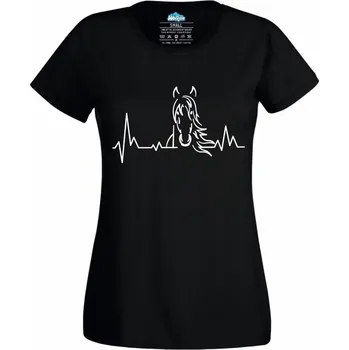 Dámské tričko Kardiogram a Kůň (Skladem XS-4XL) (Velikost: 4XL, Barva: Černá)