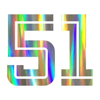 Polep vozidla Startovní číslo 51 typ 7 (93 - Holografická) SAMOLEPKA NA AUTO, NÁLEPKA, FÓLIE, POLEP, TUNING, VLASTNÍ TEXT, TISK, AUTOSAMOLEPKY.cz, POLEPY, OBRÁZEK, LOGO, 3D STICKERS