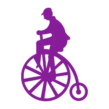 Polep vozidla SAMOLEPKA Vysoké kolo 001 levá retro (14 - fialová) NA AUTO, NÁLEPKA, FÓLIE, POLEP, TUNING, VLASTNÍ TEXT, TISK, AUTOSAMOLEPKY.cz, POLEPY, OBRÁZEK, LOGO, SAMOLEPKY