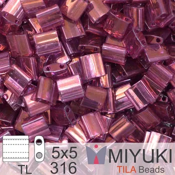 Korálek Korálky MIYUKI tvar TILA BEADS velikost 5x5mm. Barva TL316 Light Amethyst Gold Luster. Balení 3g.