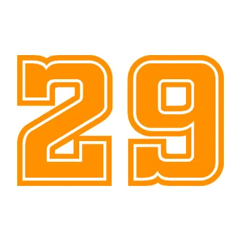 Polep vozidla Startovní číslo 29 typ 5 (06 - oranžová) SAMOLEPKA NA AUTO, NÁLEPKA, FÓLIE, POLEP, TUNING, VLASTNÍ TEXT, TISK, AUTOSAMOLEPKY.cz, POLEPY, OBRÁZEK, LOGO, 3D STICKERS