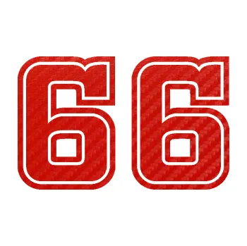 Polep vozidla Startovní číslo 66 typ 5 (53 - 3D karbon červený) SAMOLEPKA NA AUTO, NÁLEPKA, FÓLIE, POLEP, TUNING, VLASTNÍ TEXT, TISK, AUTOSAMOLEPKY.cz, POLEPY, OBRÁZEK, LOGO, 3D STICKERS