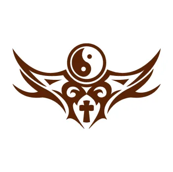 Polep vozidla Tetování 115 Jin a jang (15 - hnědá) SAMOLEPKA NA AUTO, NÁLEPKA, FÓLIE, POLEP, TUNING, VLASTNÍ TEXT, TISK, AUTOSAMOLEPKY.cz, POLEPY, OBRÁZEK, LOGO, 3D STICKERS