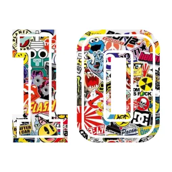 Polep vozidla Startovní číslo 10 typ 5 (83 - Sticker bomb) SAMOLEPKA NA AUTO, NÁLEPKA, FÓLIE, POLEP, TUNING, VLASTNÍ TEXT, TISK, AUTOSAMOLEPKY.cz, POLEPY, OBRÁZEK, LOGO, 3D STICKERS